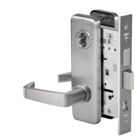Best Grade 1 Storeroom Mortise Lock, 15 Lever, J Escutcheon, SFIC Housing Less Core, Satin Chrome Finish 45H7S15J626