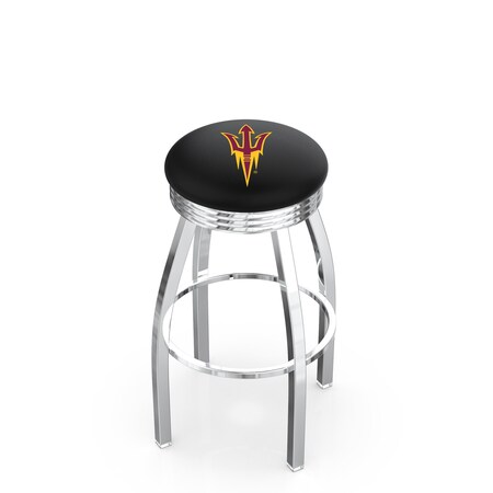 Holland Bar Stool Co 25" Chrome Arizona State Swivel Bar Stool, Accent Ring, Pitchfork L8C3C25ArizSt-F