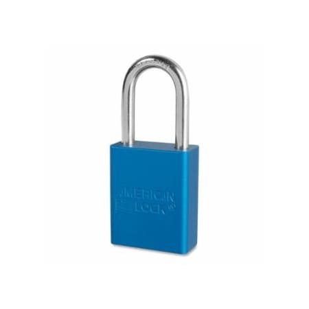 American Lock Anodized Aluminum Safety Padlock, 1/4 in dia, 1-1/2 in L, 25/32 in W, Blue, Keyed Alike, Keyed - 045-A1106KABLU-27833