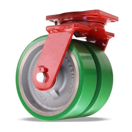 Hamilton Extra Heavy Duty Dual-Wheel Swivel Caster, 10" x 3" Duralast Polyurethane (95A) on Cast Iron Wheels S-EHD2-13DT