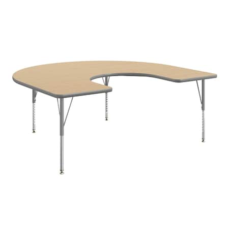 Flash Furniture Commercial Adjustable Height Horseshoe Activity Table with Short Legs in LT NAT XU-A6066-HRSE-LTNAT-T-P-GG