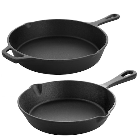 Megachef 10 Inch and 8 Inch Cast Iron Fry Pan Set MC-CASTIRON-FRY-SET