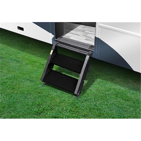 Prest-O-Fit Presto Fit  17.5 in. Step Rug for RV Entry Steps - Obsidian Black - 2 Piece P2G-20230