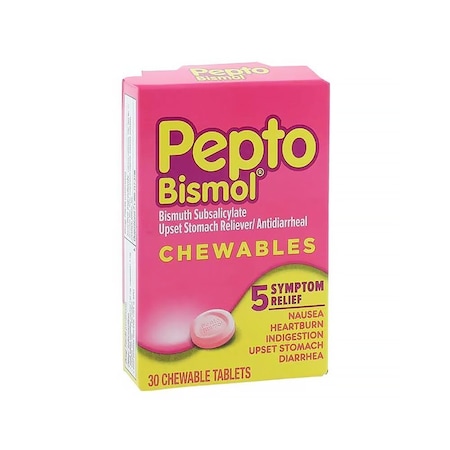 Pepto-Bismol Antacid/Antidiarrhea Chewable Tablets 262mg Original, 30PK 1235021