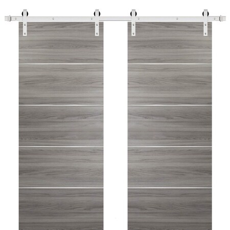 Sartodoors Sliding Double Barn Doors with Hardware, Planum 0020 Ginger Ash, 13FT Rail Hangers Sturdy Set, Mode PLANUM0020DB-S-GA-60 x 96 (2* 30x96)