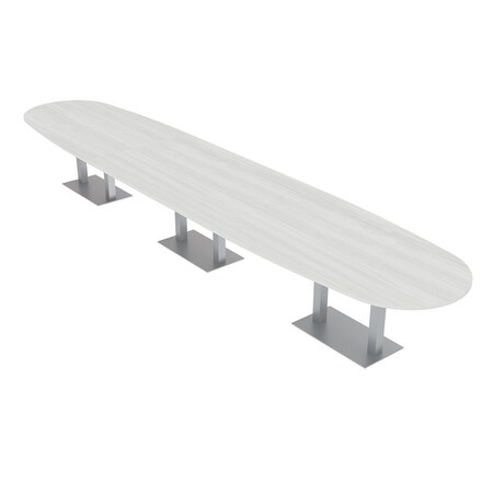 Skutchi Designs Boval Conference Table With Power Unit, 48 in W, 192 in L, White HAR-BOVL-48X192-DOU-WA7976-NA