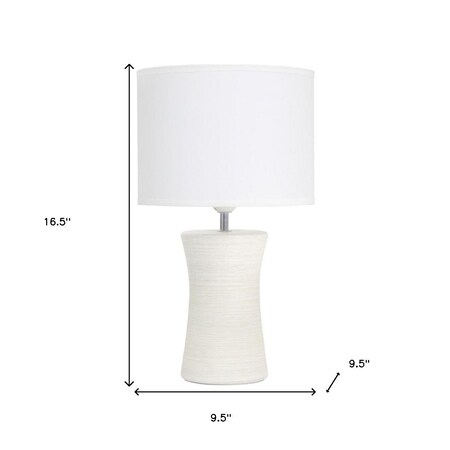Homeroots 17" Off White Ceramic Novelty Table Lamp With White Drum Shade 643469