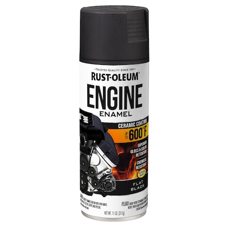 Rust-Oleum Automotive 600 Degrees F Engine Enamel Spray, Black, Flat, 11 oz 363571