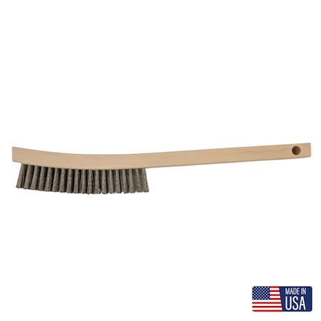 Gornell Brush Large Scratch Brush - Wood Handle, Stainless Steel, 3-Row 193-SS