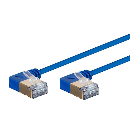 Monoprice SlimRun Cat6A 90 Degree 36AWG S/STP Ethernet Network Cable_ 2ft Blue 31017