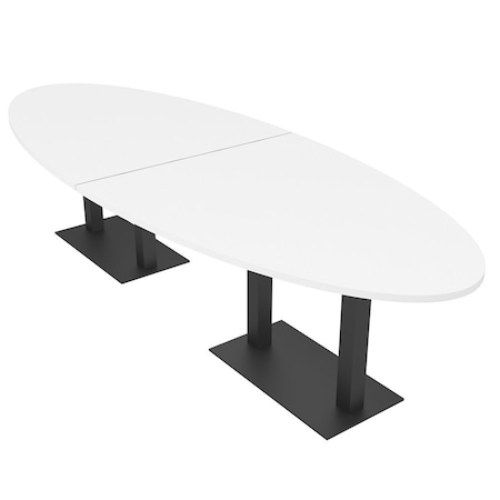 Skutchi Designs Oval Conference Table With Power, 48 in W, 144 in L, White HAR-OVL-48X144-DOU.BK-W960-NA