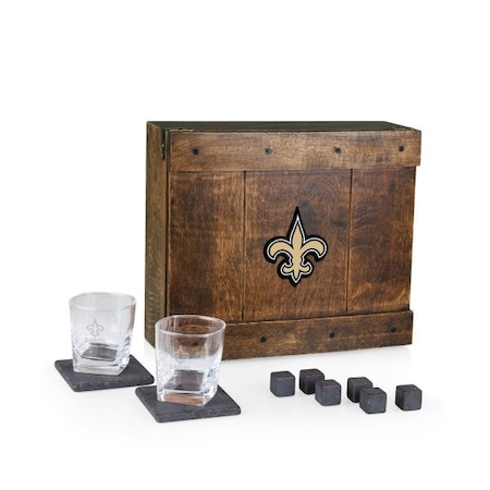 Picnic Time Family Of Brands NFL New Orleans Saints - Whiskey Box Gift Set 605-10-509-207-2