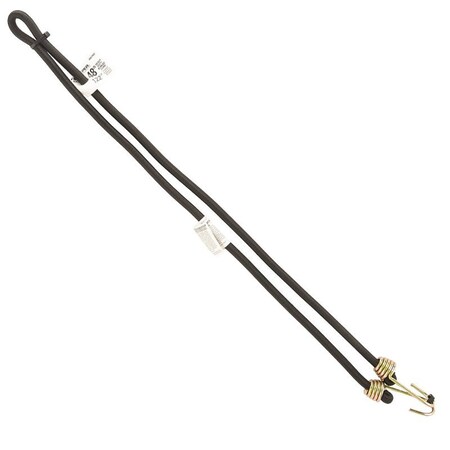 Keeper Heavy-Duty Bungee Cord, 48 in L, Rubber, Black, Hook End A06188Z