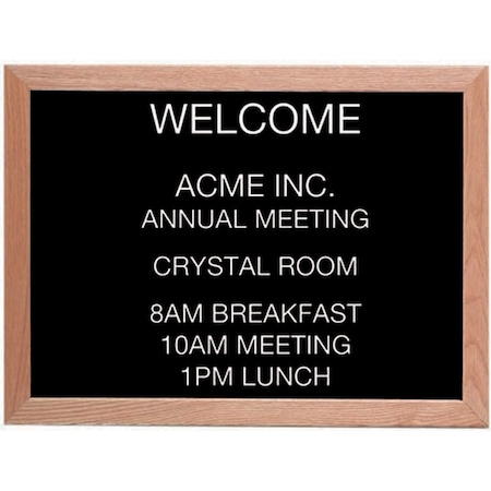 Aarco Open Faced Oak Framed Letter Board Message Center, 18''Hx24''W AOFD1824