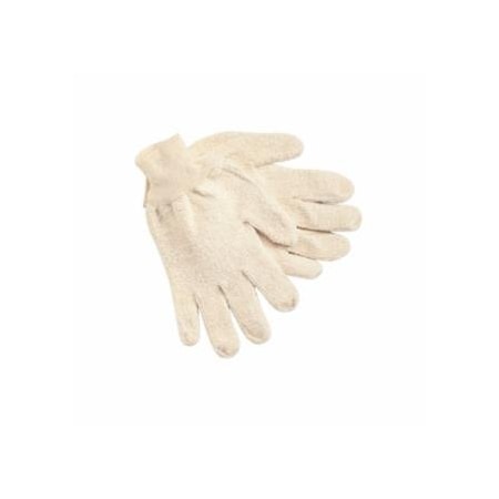 Mcr Safety Terrycloth Reversible Work Gloves, Large, Natural, Knit-Wrist Cuff, 18 oz Cotton/Polyester, 12PK 127-9400KM