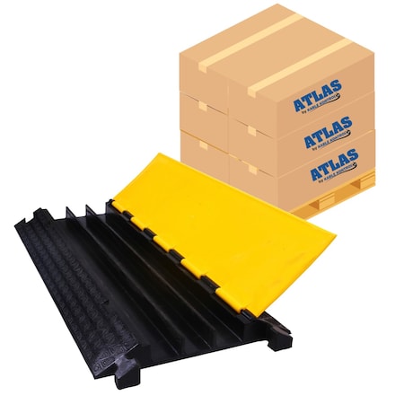 Atlas Cable Protector Wire Ramp, 3 Channel Bulk Pallet, 35'' Long Black & Yellow, 10PK CP9973-10