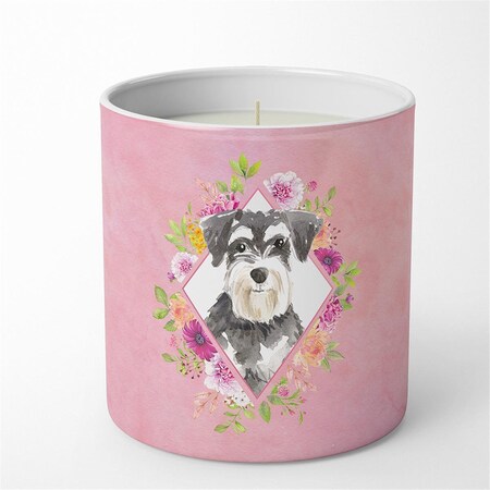 Carolines Treasures 10 oz Schnauzer No.2 Pink Flowers Decorative Soy Candle CK4222CDL