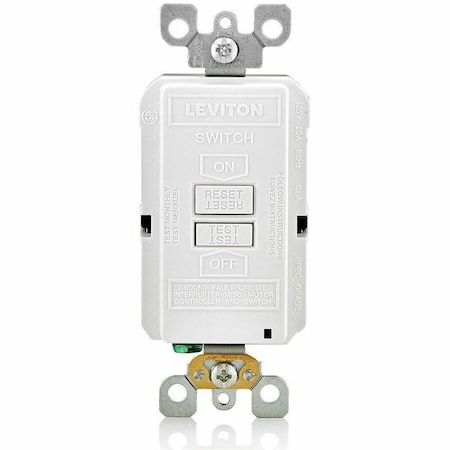 Leviton GFCI Receptacle, 20A, 125Vac, White GFRBF-W