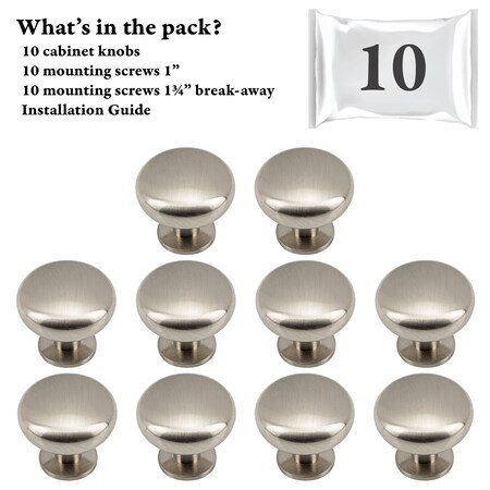 Designperfect 1 3/16 Diameter Mushroom Knob, 10PK DPA10R53KSNB