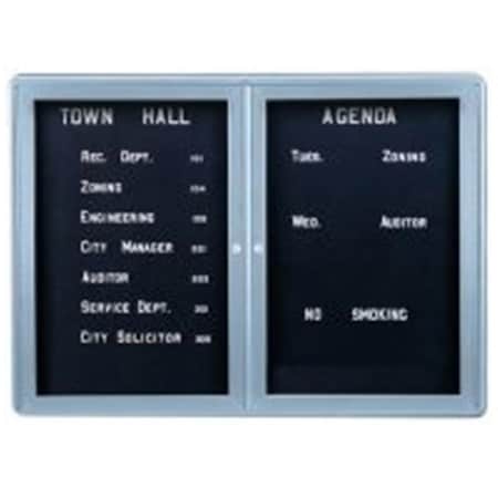 Ghent Mfg Ghent 34 in. x 47 in. 2-Door Ovation Letterboard Black - Gray Frame OVG2-BBK