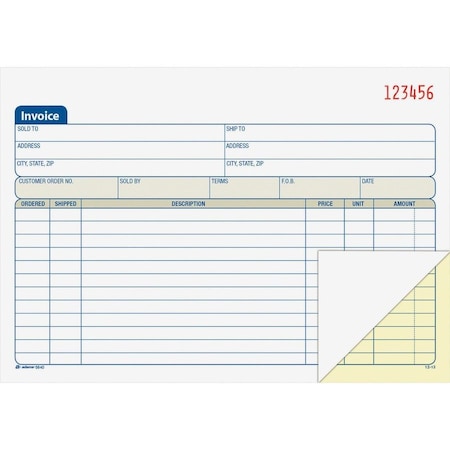 Adams Invoice Book, 2-Part, Carbonless, 8-7/16x5-9/16in 50/BKin DC5840