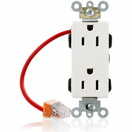 Leviton Straight Blade Receptacle, 5-15R, 15 A, 125V AC, Flush Mount, Self-Grounded M1626-SCW