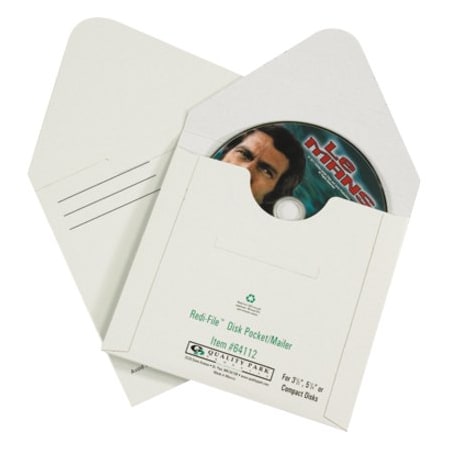 Partners Brand Fibreboard CD Mailers, 5 1/8" x 5", White, PK100 MM1145