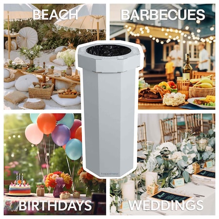 Happimess Fleur 25-Gallon Disposable Corrugated Cardboard Event Trash Can and Recycling Bin, Fog Gray, 2PK HPM1300C-SET2