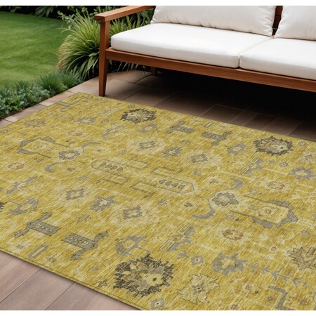 Homeroots 8' X 10' Gold Wheat And Gray Oriental Washable Indoor Outdoor Area Rug 582071
