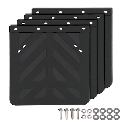 Mytee Products 4PK 24inx24in Semi Truck & Trailers Stripped Rubber Mud Flaps Mud Protection, 4PK MUDFLAP-142424-R01x4