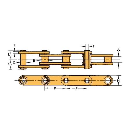 Tsubaki Roller Chain, Conveyor, C2050HP ANSI, 10 ft C2050HPB
