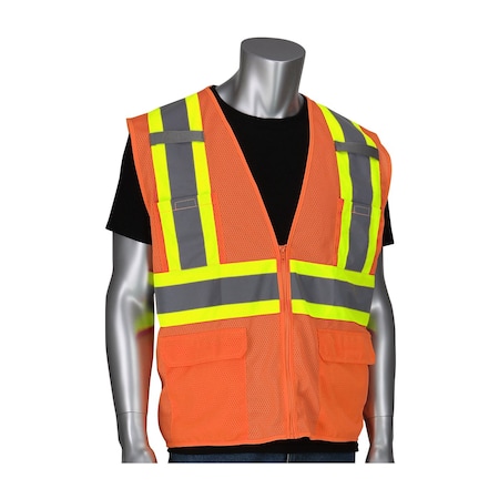 Pip ANSI Type R Class 2 Two-Tone Six Pocket Mesh Vest 302-MVZT-OR/M