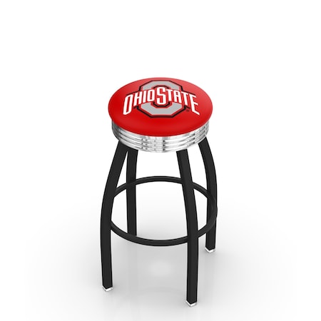 Holland Bar Stool Co 30" Blk Wrinkle Ohio State Swivel Bar Stool, Chrome Ring L8B3C30OhioSt
