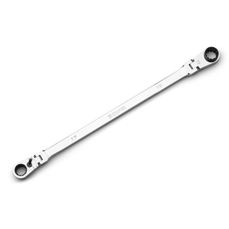Capri Tools 17 x 19 mm 90-Tooth Extra-Long Double Box End Reversible Ratcheting Wrench, Spline Drive, Metric CP11890-1719