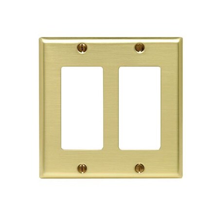 Leviton Decora Wallplate, Standard Size, Gang 2, Brass 81409