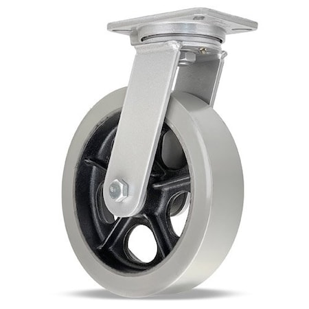 Hamilton Champion Swivel Caster, 12" x 3" DuraGlide 1" thick Polyurethane (95A) on Cast Iron Wheel S-CH-12GB95