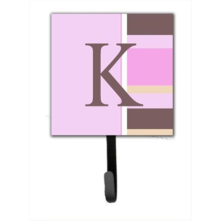 Carolines Treasures Letter K Initial Monogram - Pink Stripes Leash Holder Or Key Hook CJ1005-KSH4