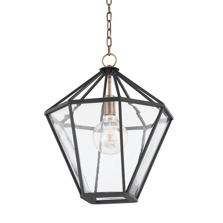 Troy Lighting Moss 1 Light Lantern 17.75 In. Patina Brass/Textured Black F8218-PBR/TBK