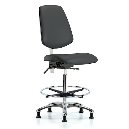 Blue Ridge Ergonomics Clean Room Chair Vin Med Ben Chair, Med, Bk, Gry, CL100, No Arms, 22" to 29" Height, Vinyl, Charcoal BR-NCR-VMBCH-MB-CR-T0-A0-CF-RG-8605