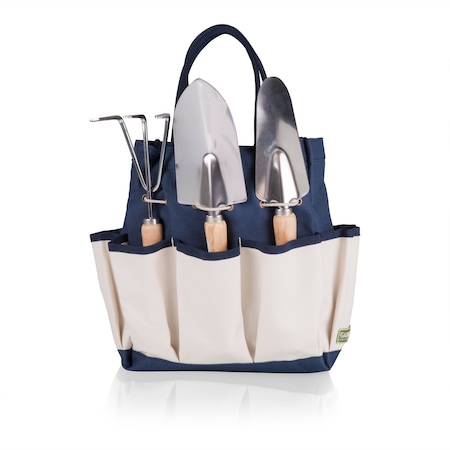 Picnic Time Family Of Brands Garden Tote with Tools, Navy Blue with Beige Accents 543-93-138-000-0