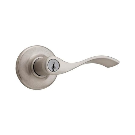 Kwikset Balboa Lever Entry Door Lock with 6AL Latch and RCS Strike Satin Nickel Finish 405BL-15