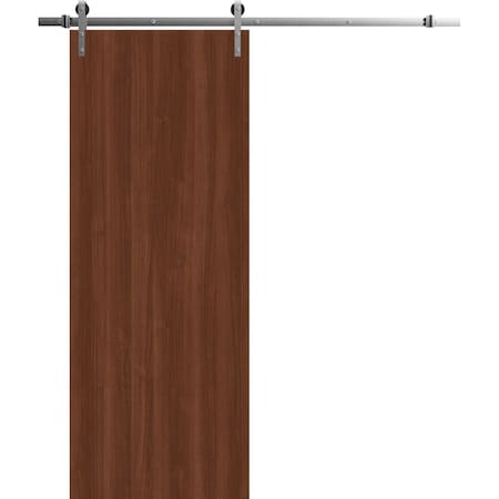 Sartodoors Modern Barn Door 18 x 96 inches, BASIC 3001 Walnut Franko, 6.6FT Silver Rail Track Heavy Hardware BASIC3001BD-S-GOFR-1896