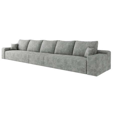 Homeroots 168" Gray Corduroy Modular Compression Foam Sofa With Toss Pillows 712978
