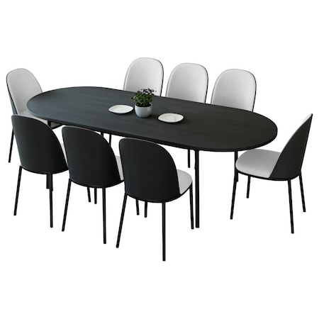Leisuremod 82.7 in W, 29.5 in L, Manufactured Wood/Steel/PU Leather, Black/White TT84-CBL18-W