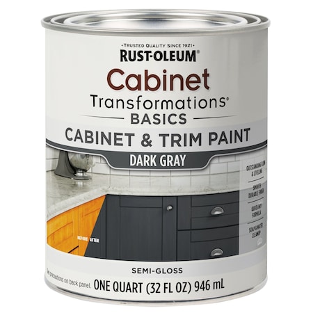 Rust-Oleum Cabinet Transformations Basics Cabinet and Trim Paint , Dark Gray, Semi-Gloss, 1 Quart 372010