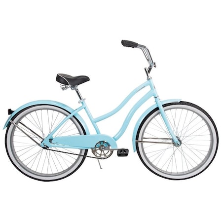 Cruiser Bicycle, Women, Steel Frame, Rear Coast Brake, 26 in Dia Wheel, Sky Blue