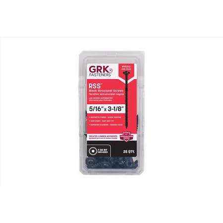 Grk Fasteners RSS 5/16 or No. 15 in. X 3 1/8 in. L Star Black W-Cut Structural Wood Screws 95312