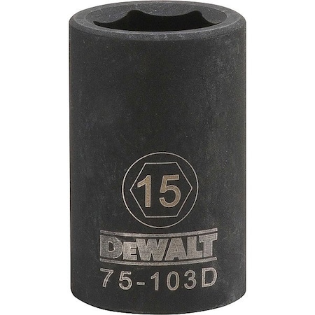 Dewalt Drive Impact Socket, 6PT 1/2in, 15 mm DWMT75103OSP