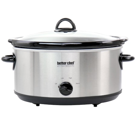 Better Chef 6 Quart Oval Slow Cooker with Removable Stoneware Crock in Stainless Steel IM-469S