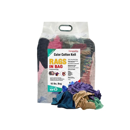 Supremeplus Recycled Color Knit T-Shirt Cleaning Rags, 10 lbs. Bag SP-7622